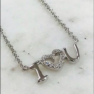 I Love (Heart) You Sterling Silver/CZ Necklace-Boutique